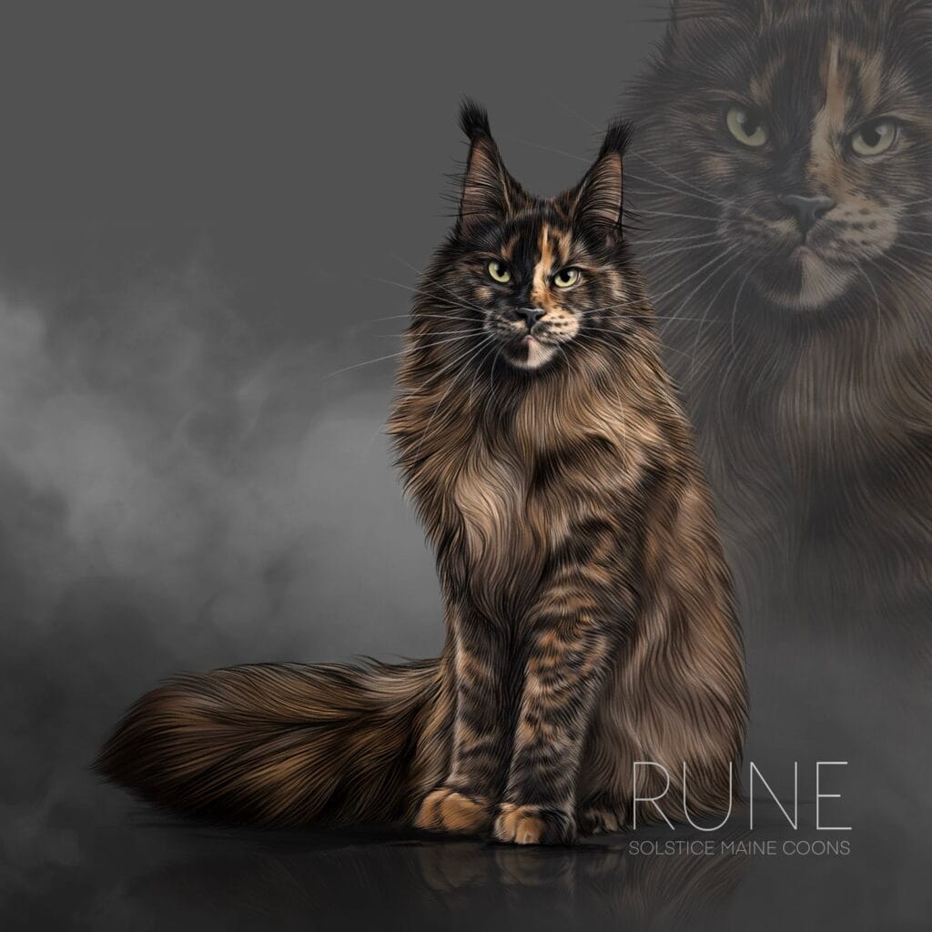 Black Tortie Maine Coon Queen Solstice Maine Coons Illustration
